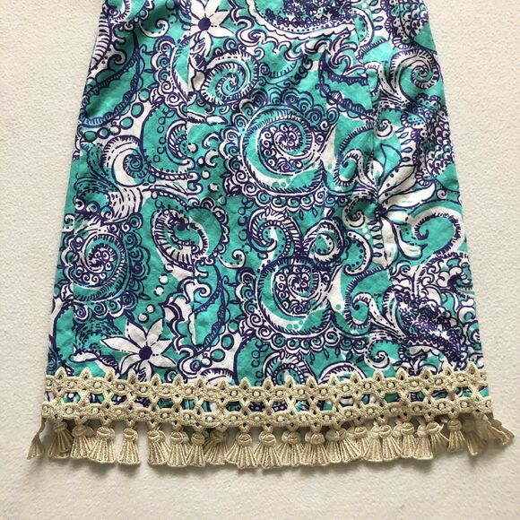 Lilly Pulitzer Women Seafoam Montauk Gold Tassel Eaton Shift Sleeveless Dress 0 - Picture 4 of 11